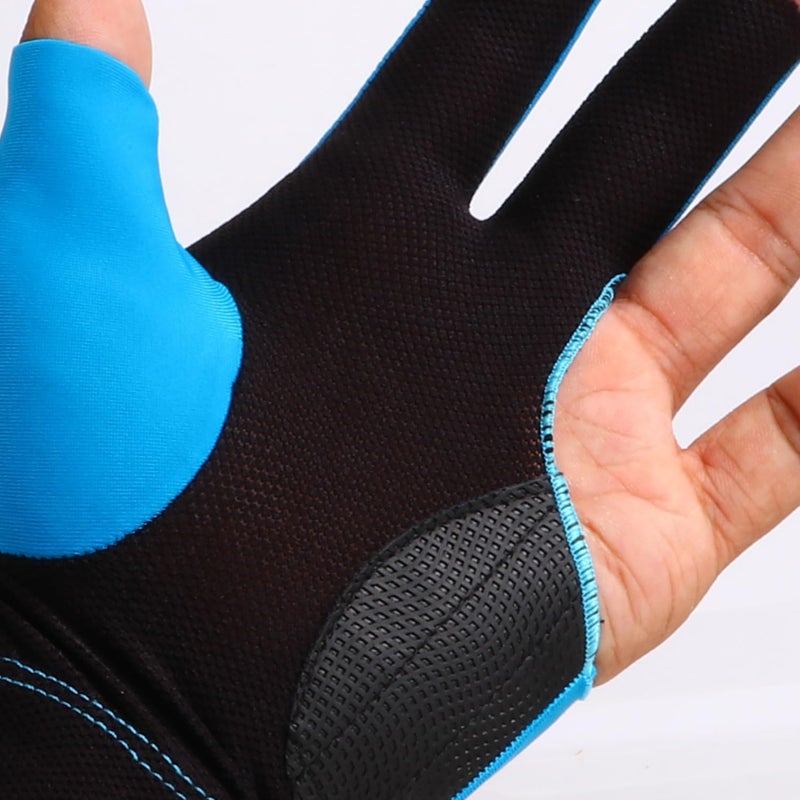 Arcjunys Pool Glove Left Hand 3 Finger Pool Glove Breathable Non Slip Billiards Glove Comfortable Pool Gloves Billiard Glove Billiard Gloves Billiards Gloves for Women or Men Billiard Accessories Blue - Image 3